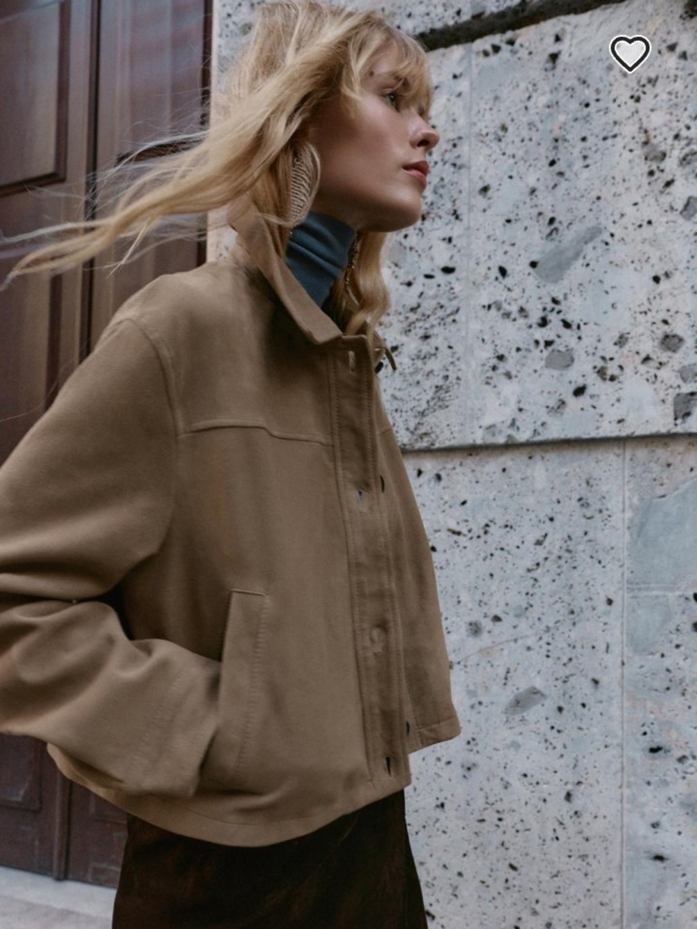 Zara Tan 100% Leather Cropped Button-Front Jacket - Picture 4 of 10